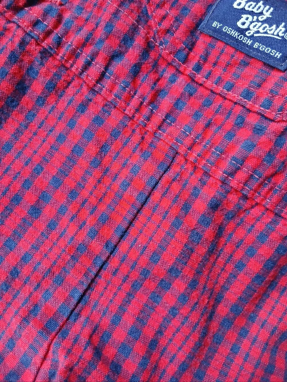 Vintage OshKosh Red Plaid Cotton Overalls Baby Bgosh